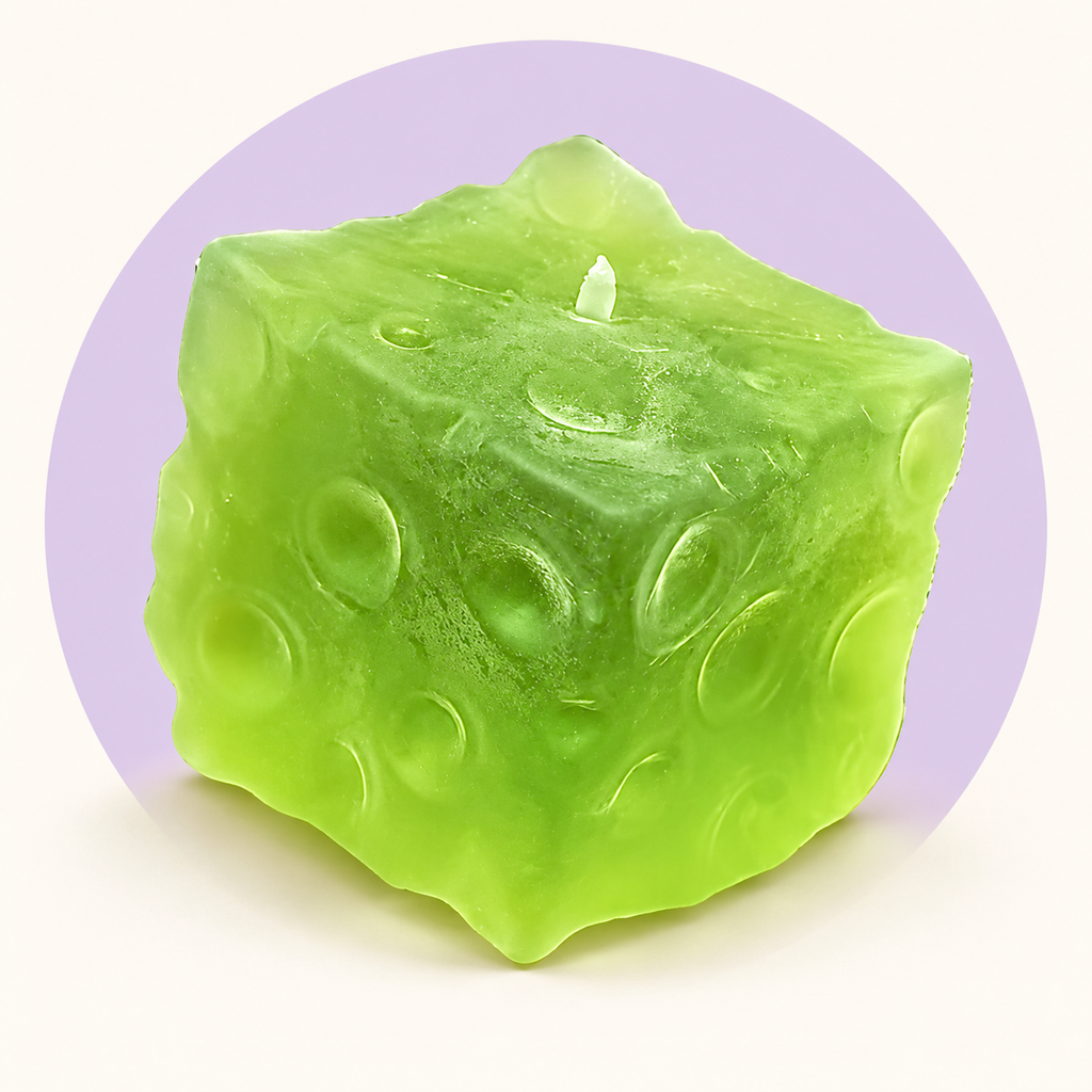 Frosted Gel Cube squishy toy – studio photo