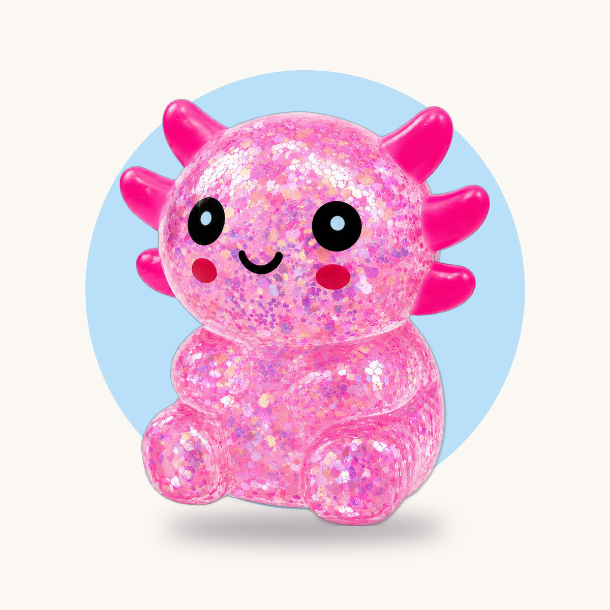 Sleepy Axolotl squishy toy – studio photo